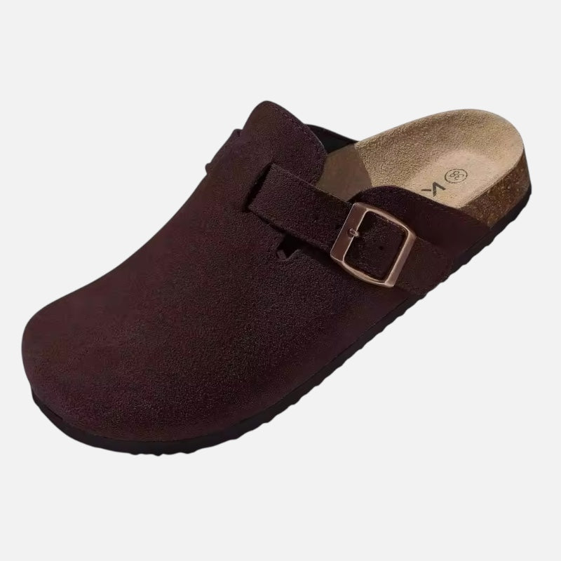 Casual Soft Suede Clogs - Red/Velvet