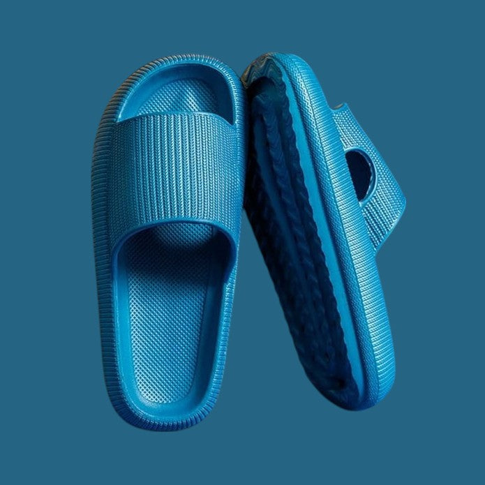 Cloud Ribbed - Comfort Slides - Blue