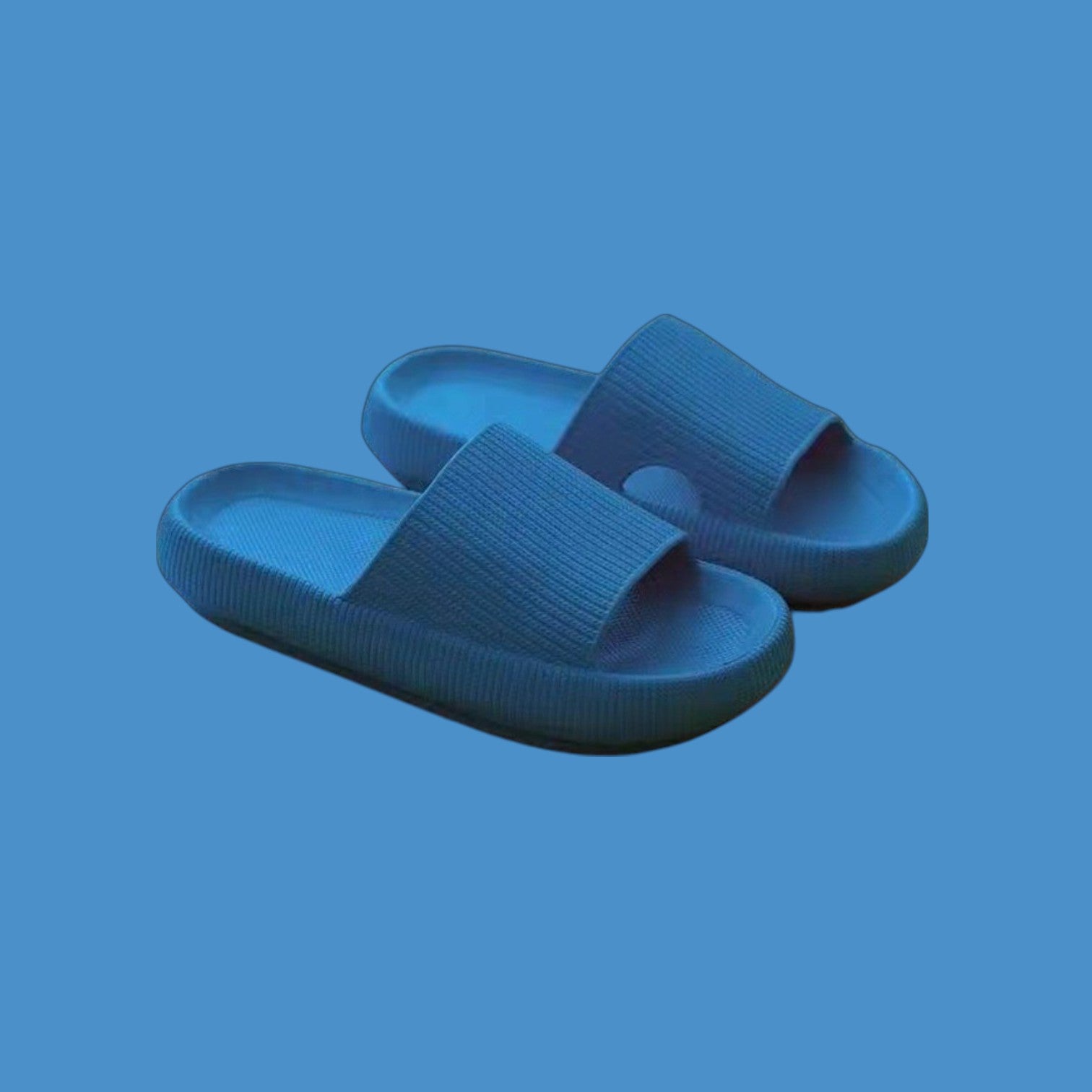 Cloud Ribbed - Comfort Slides - Blue
