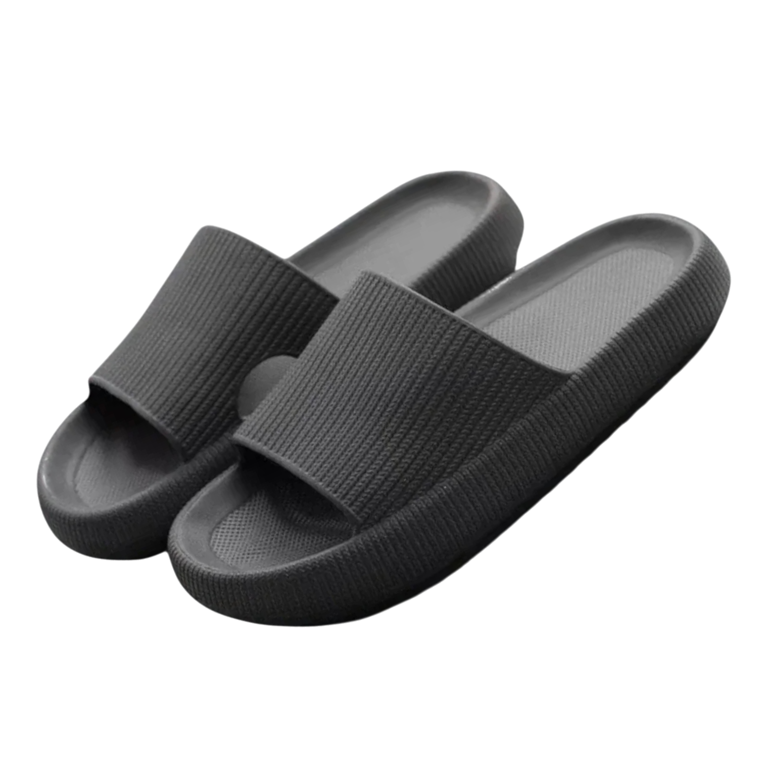 Cloud Ribbed - Comfort Slides - Black