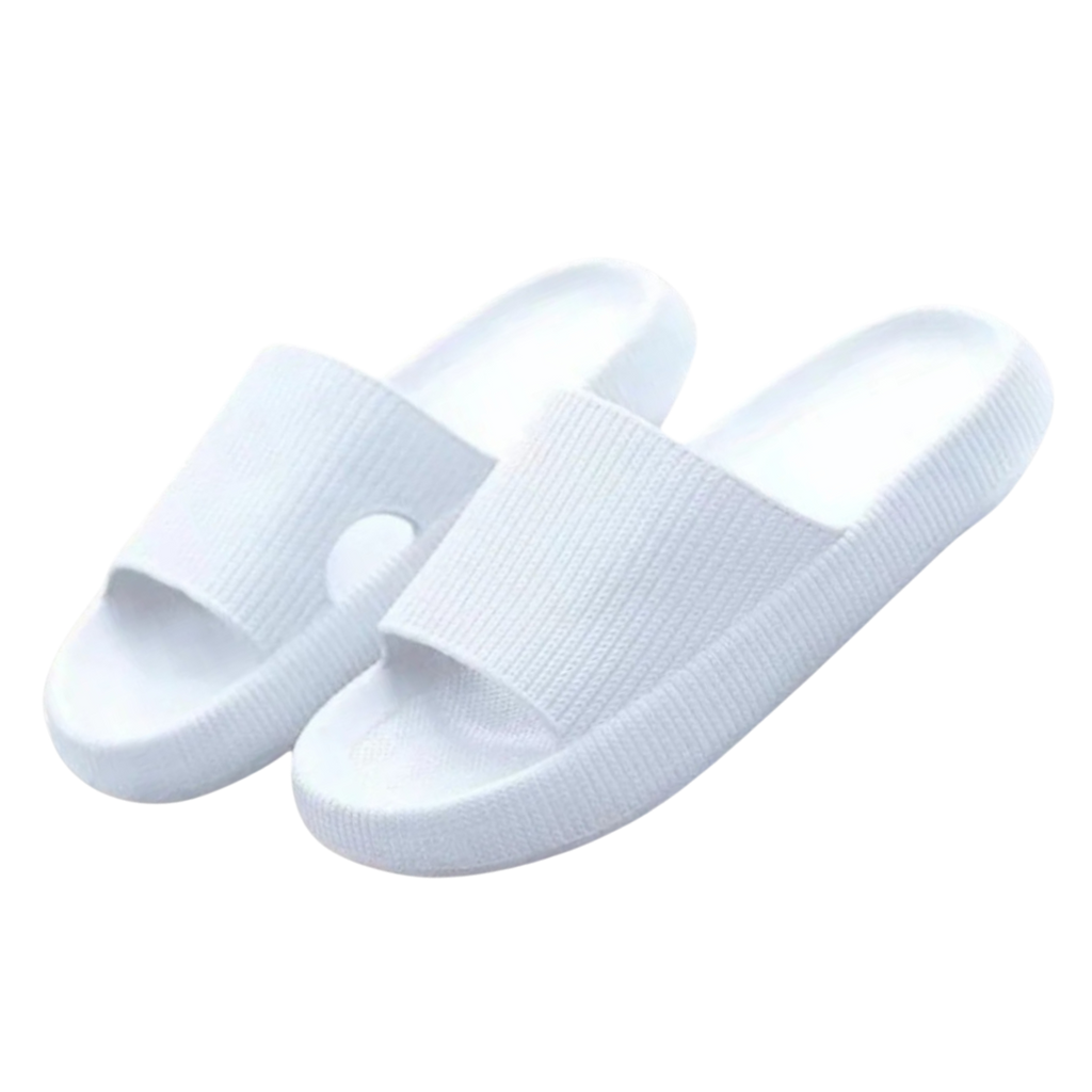Cloud Ribbed - Comfort Slides - White