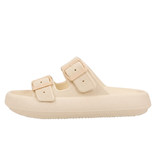 Adjustable Strap Comfort Slides - Beige