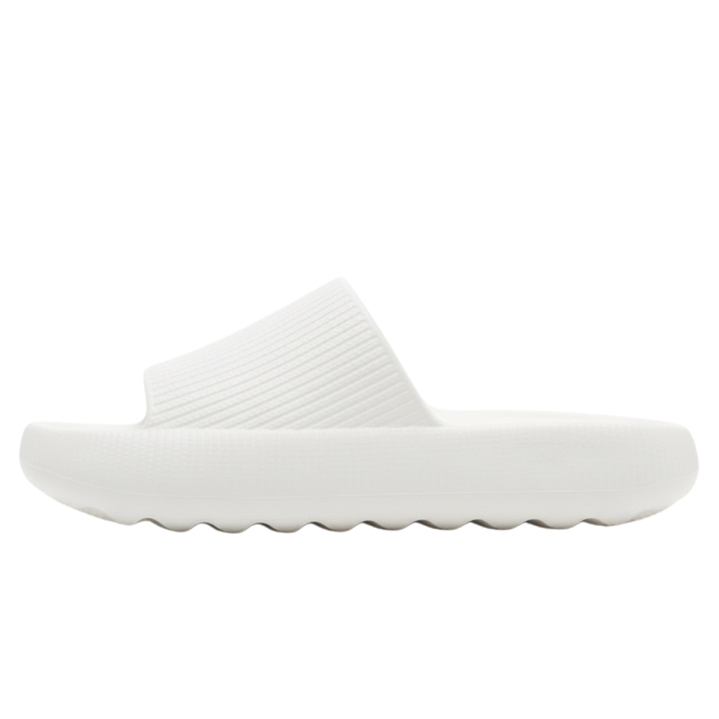 Cloud Ribbed - Comfort Slides - White