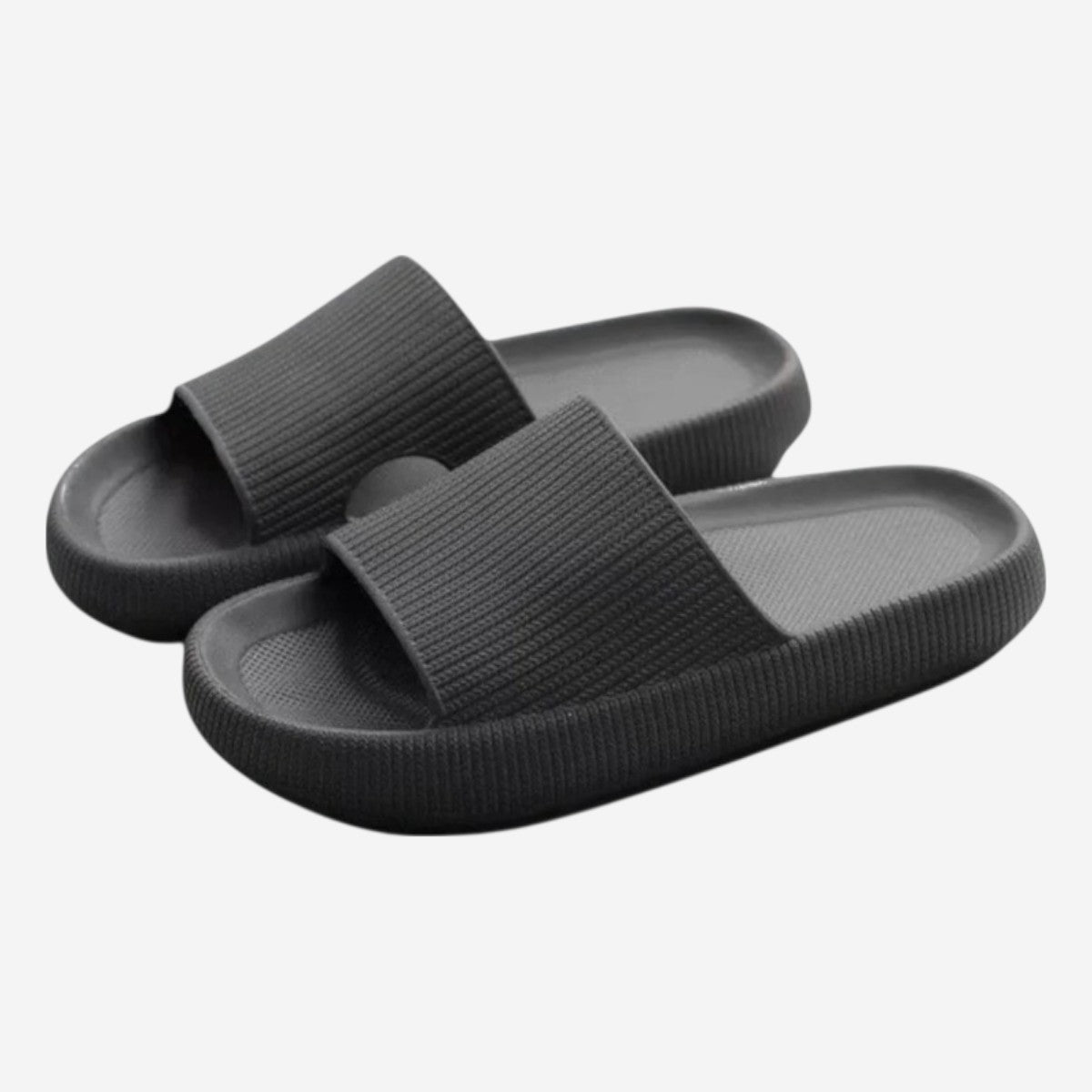 Cloud Ribbed - Comfort Slides - Black