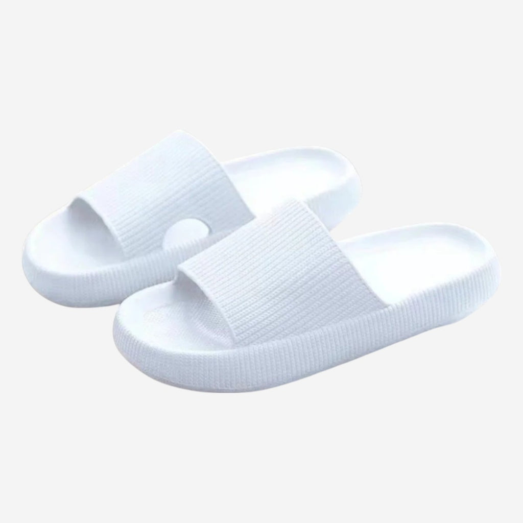 Cloud Ribbed - Comfort Slides - White