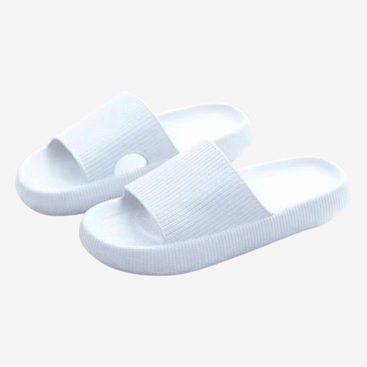 Cloud Ribbed - Comfort Slides - White