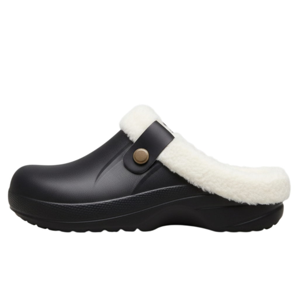 Casual Plush Lined Clogs - Black