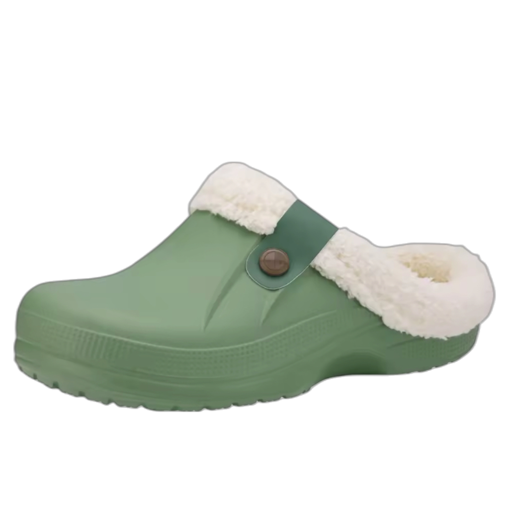 Casual Plush Lined Clogs - Green