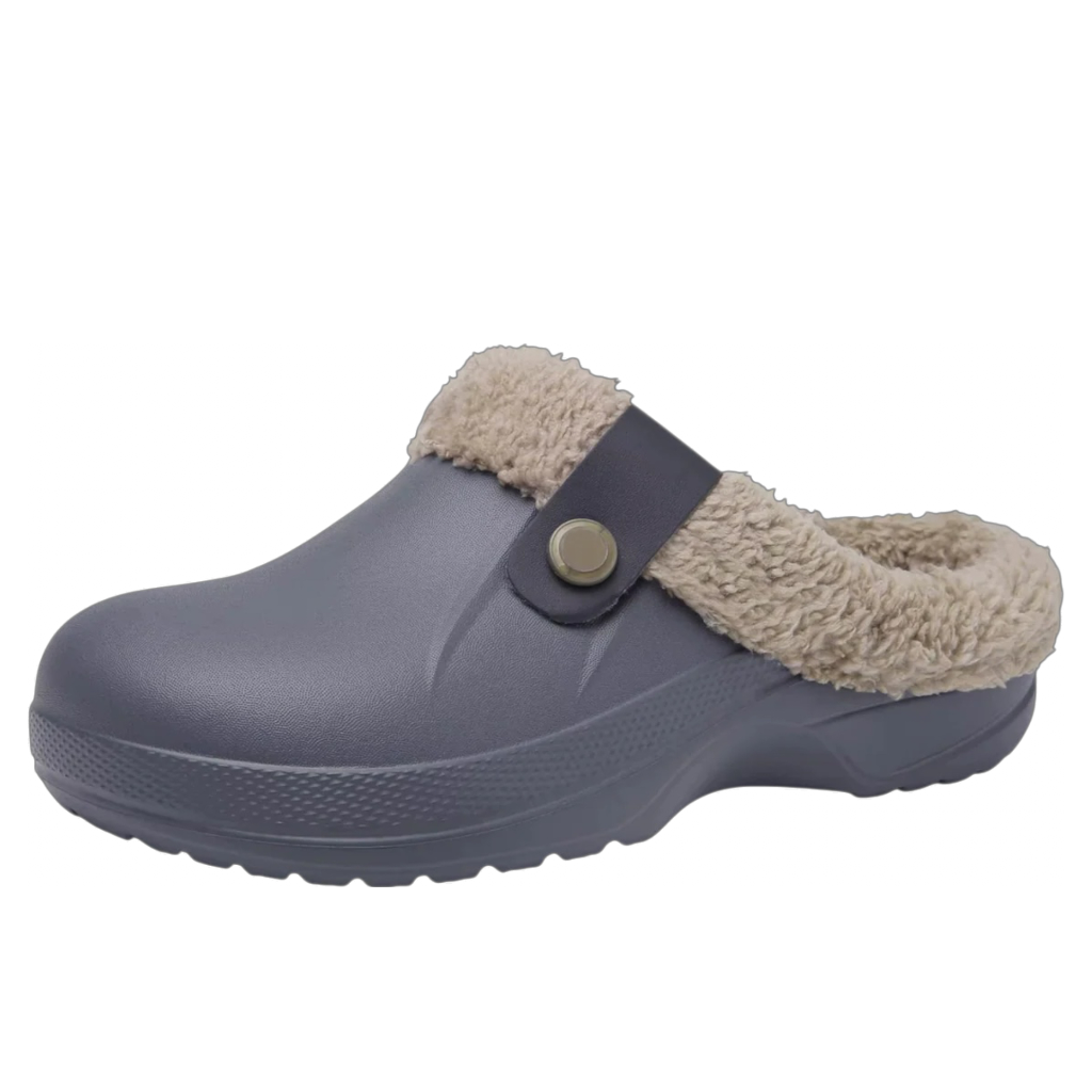 Casual Plush Lined Clogs - Grey