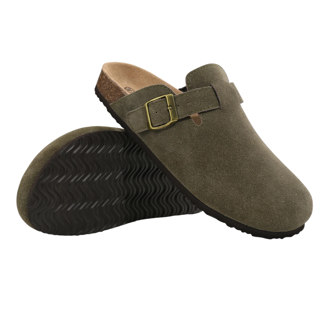 Casual Soft Suede Clogs - Armygreen