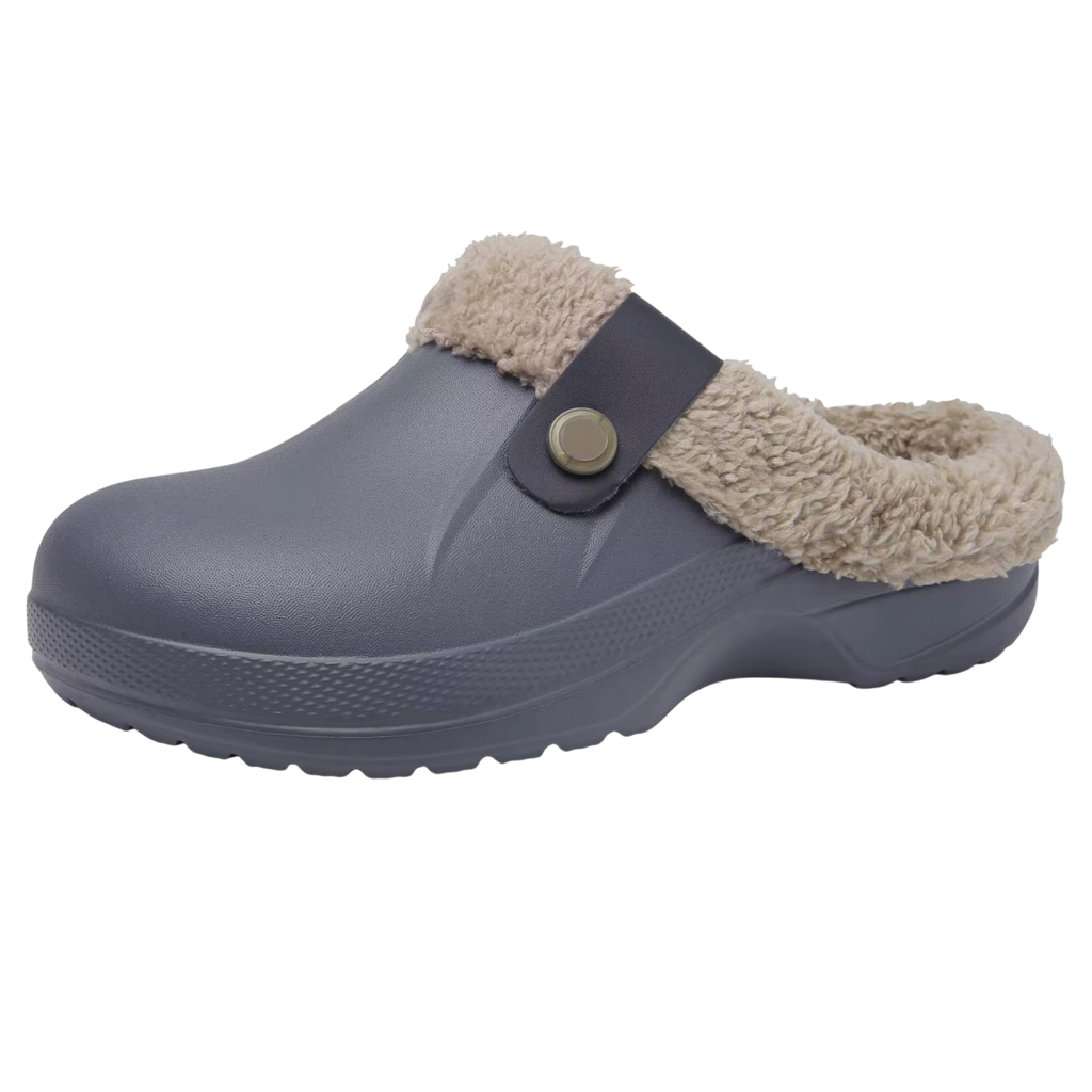 Casual Plush Lined Clogs - Grey