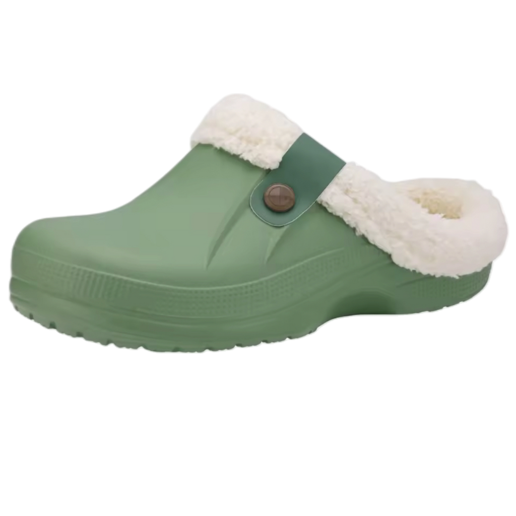 Casual Plush Lined Clogs - Green