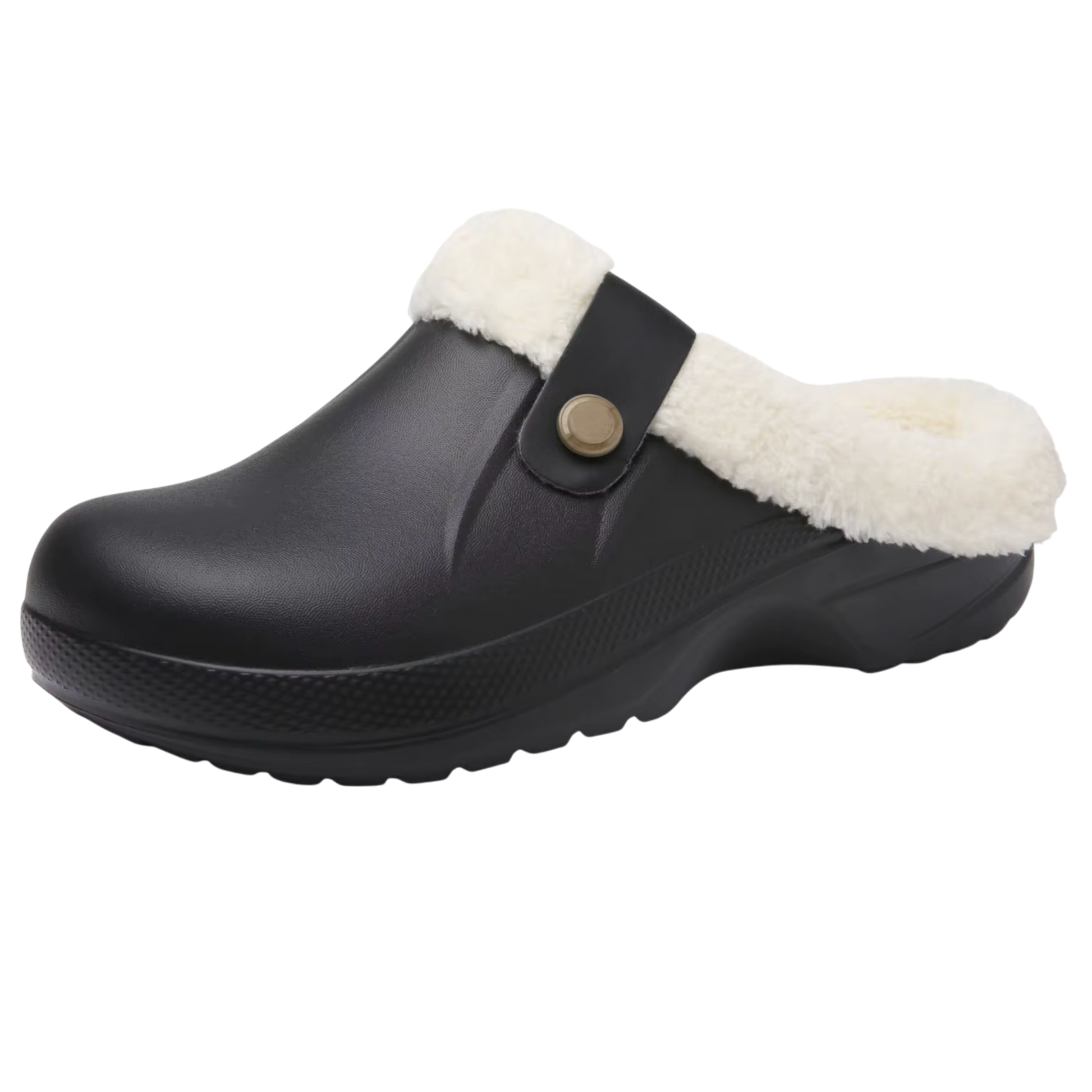 Casual Plush Lined Clogs - Black