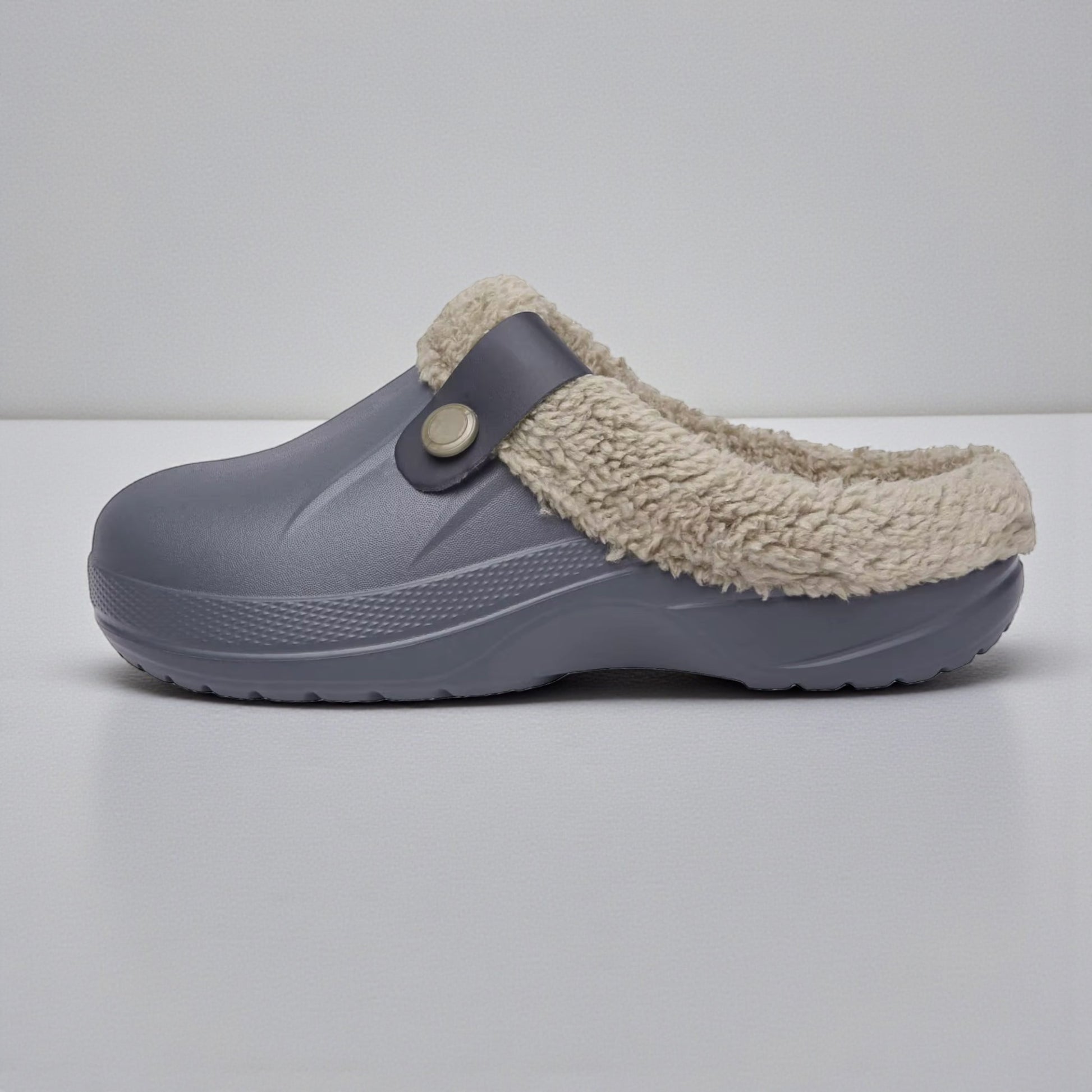 Casual Plush Lined Clogs - Grey
