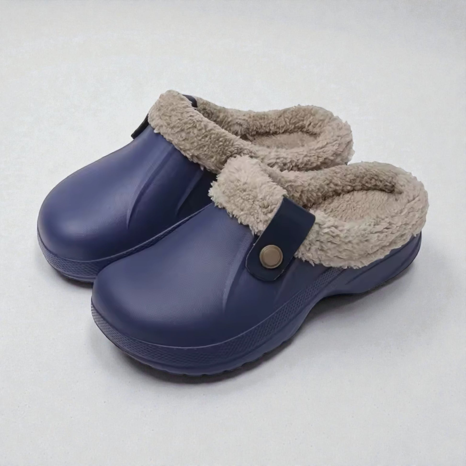 Casual Plush Lined Clogs - Blue