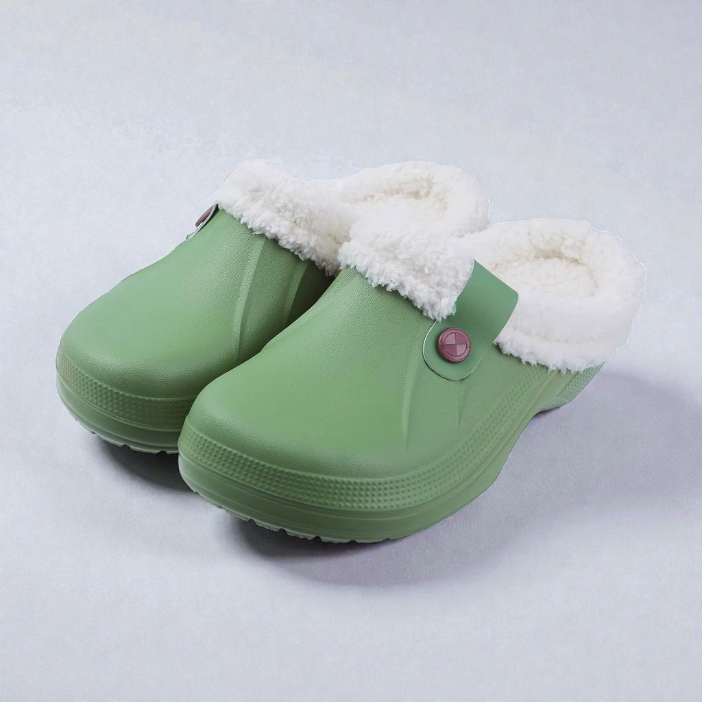 Casual Plush Lined Clogs - Green