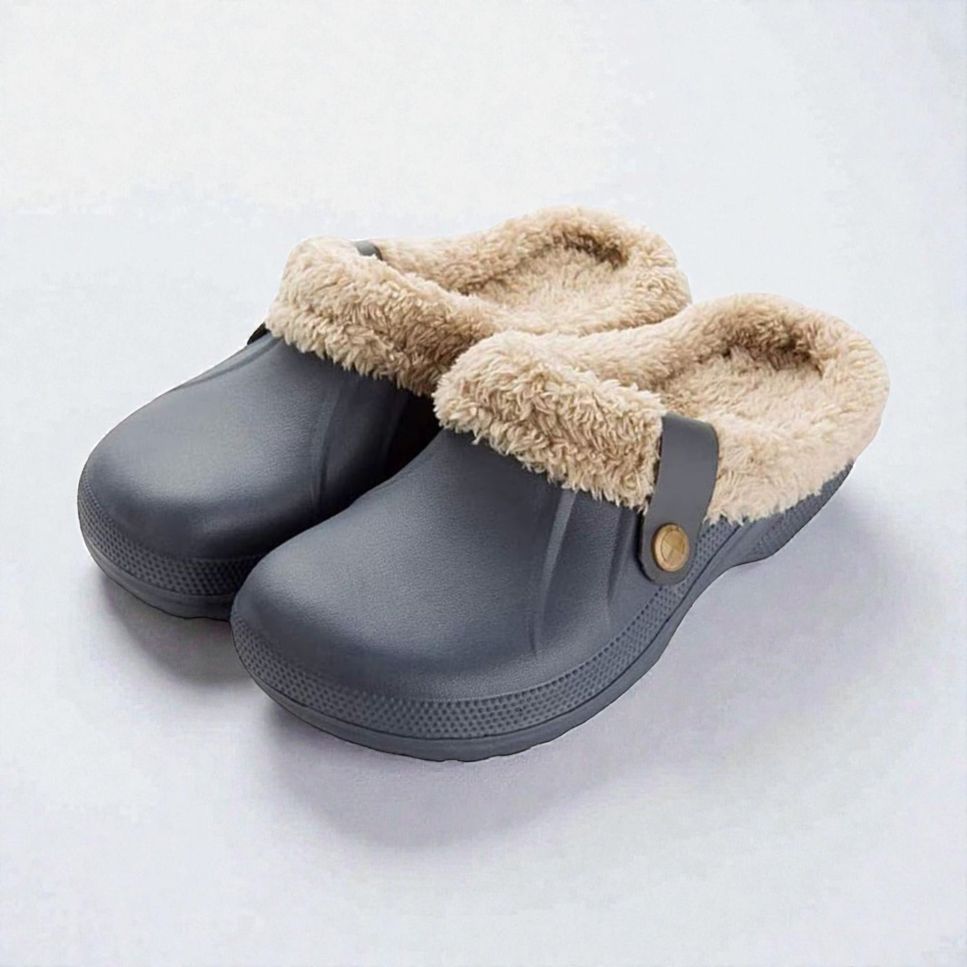 Casual Plush Lined Clogs - Grey