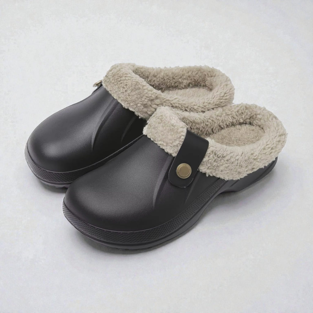 Casual Plush Lined Clogs - Black