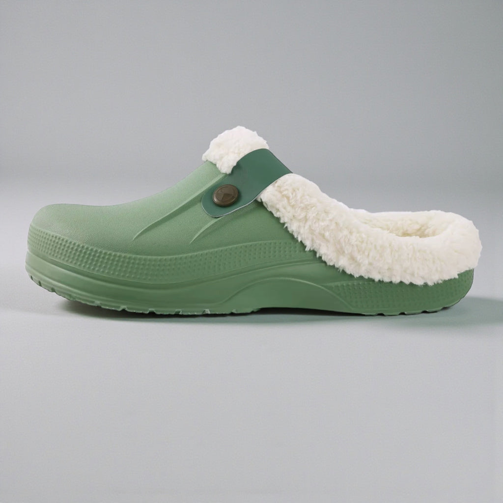 Casual Plush Lined Clogs - Green