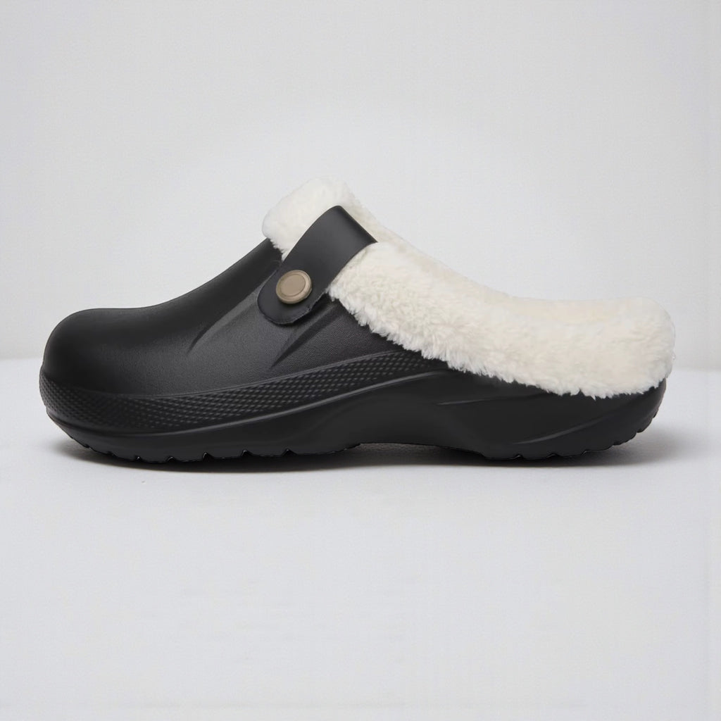 Casual Plush Lined Clogs - Black