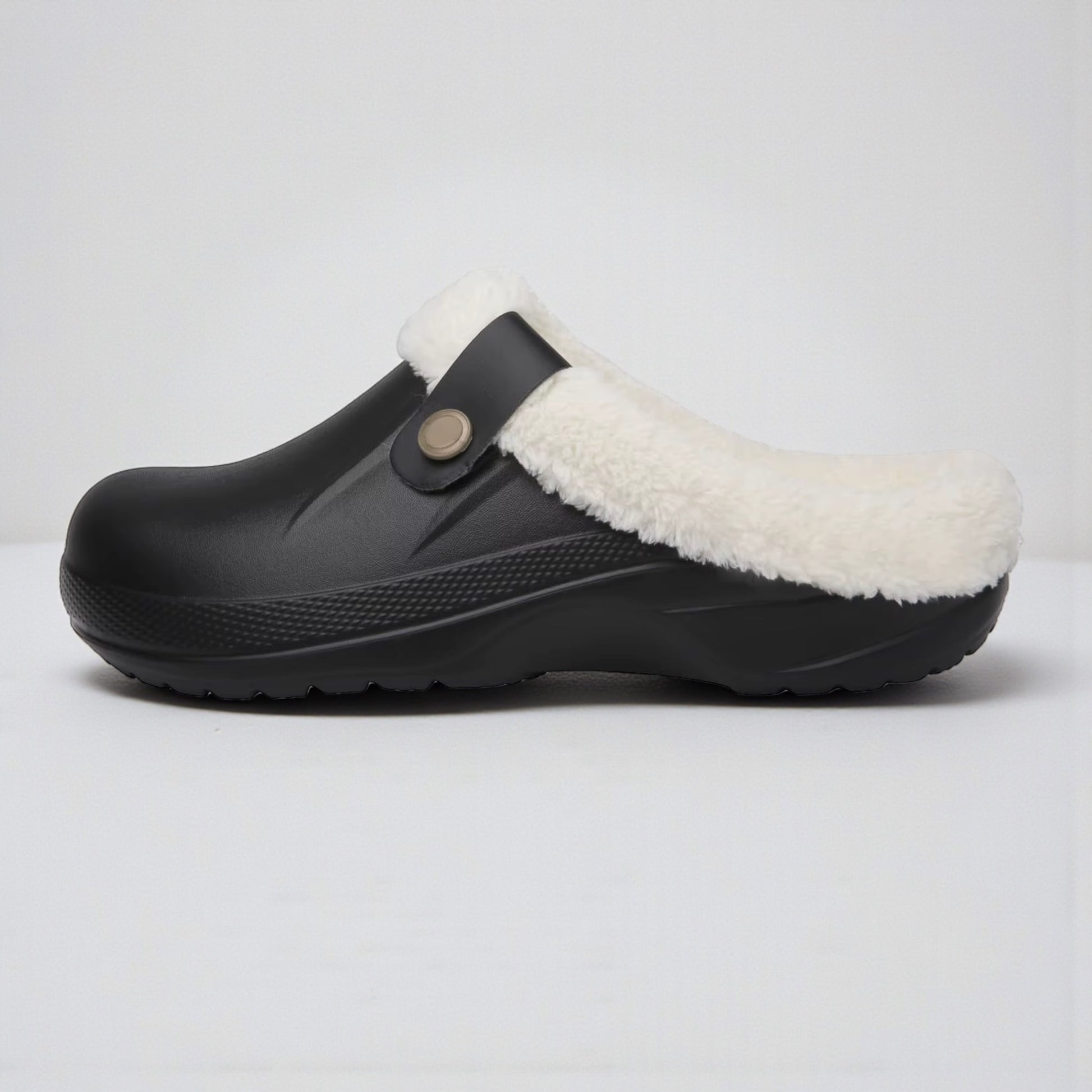 Casual Plush Lined Clogs - Black