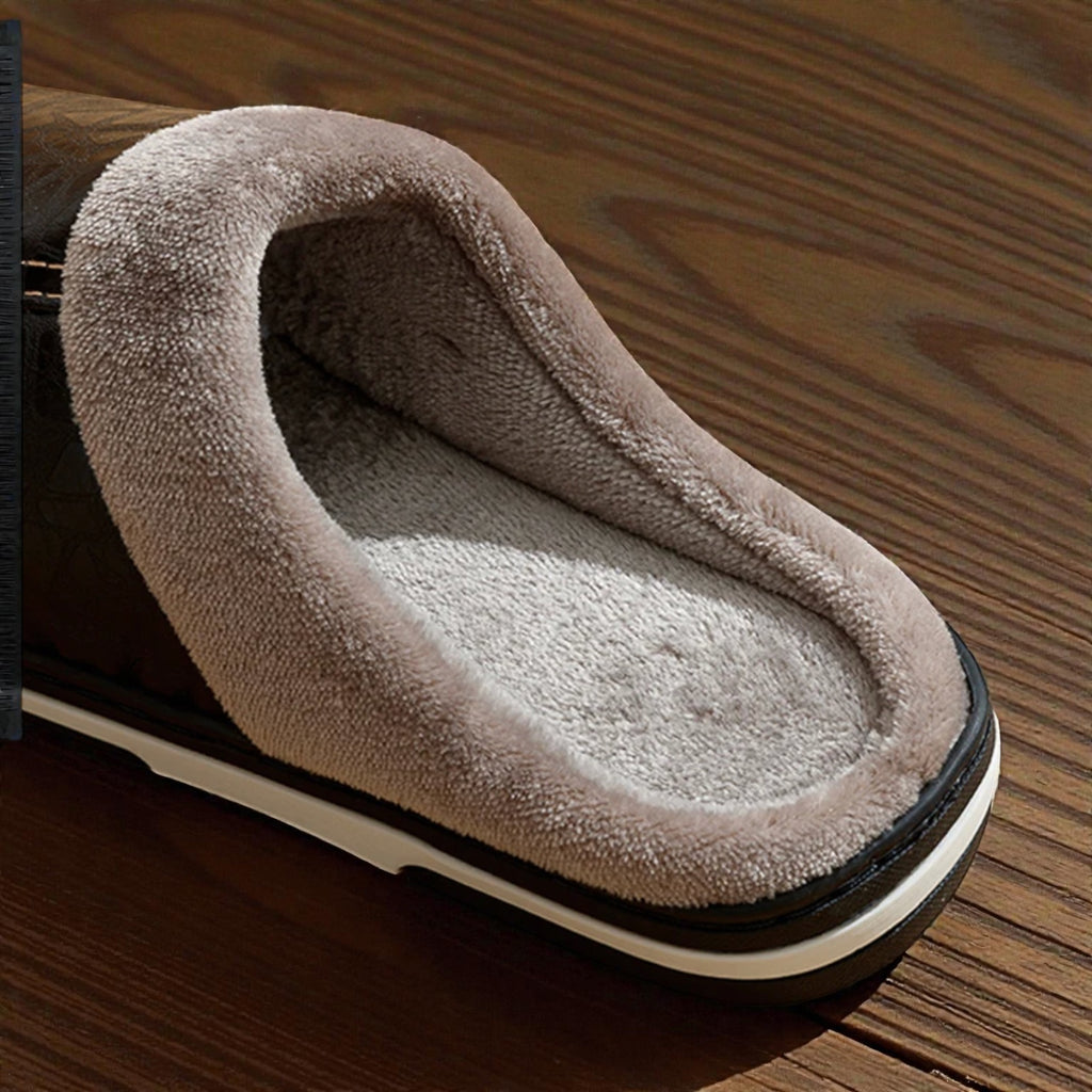 Casual Fleece Lined Slippers - Black