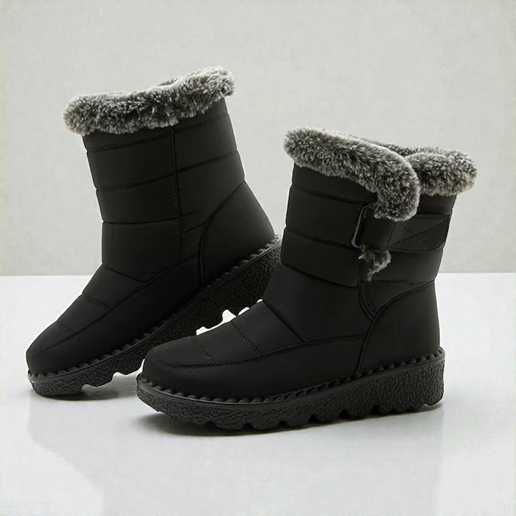 Casual Plush Lined Winter Boots – Black