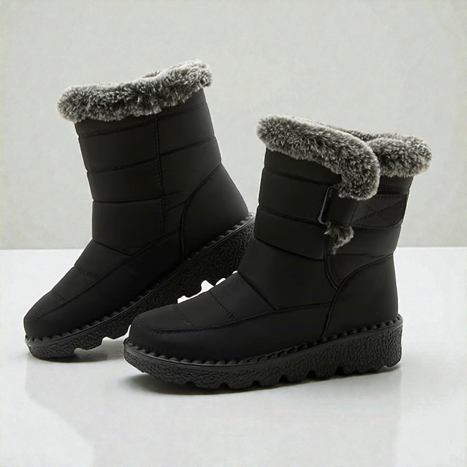 Casual Plush Lined Winter Boots – Black