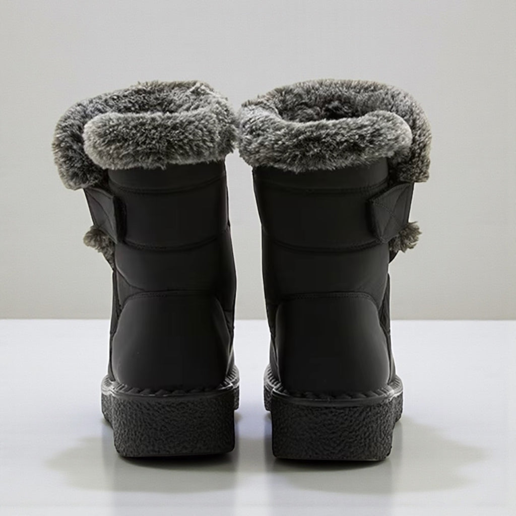 Casual Plush Lined Winter Boots – Black
