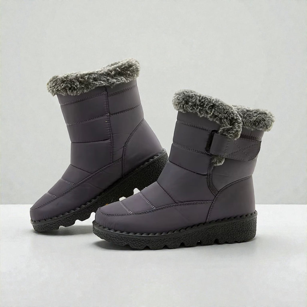 Casual Plush Lined Winter Boots - Grey