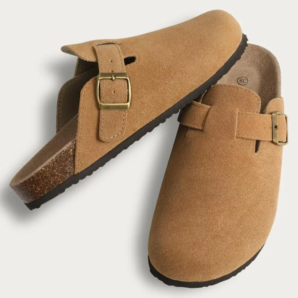Casual Soft Suede Clogs - Brown