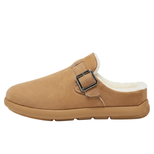 Buckle Strap Faux Suede Clogs