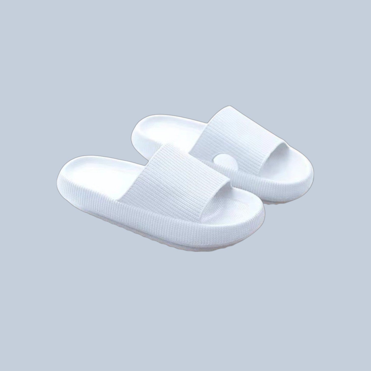 Cloud Ribbed - Comfort Slides - White