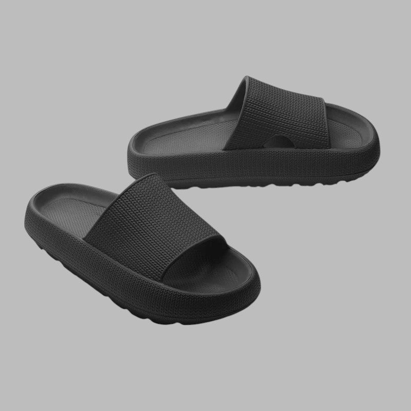Cloud Ribbed - Comfort Slides - Black
