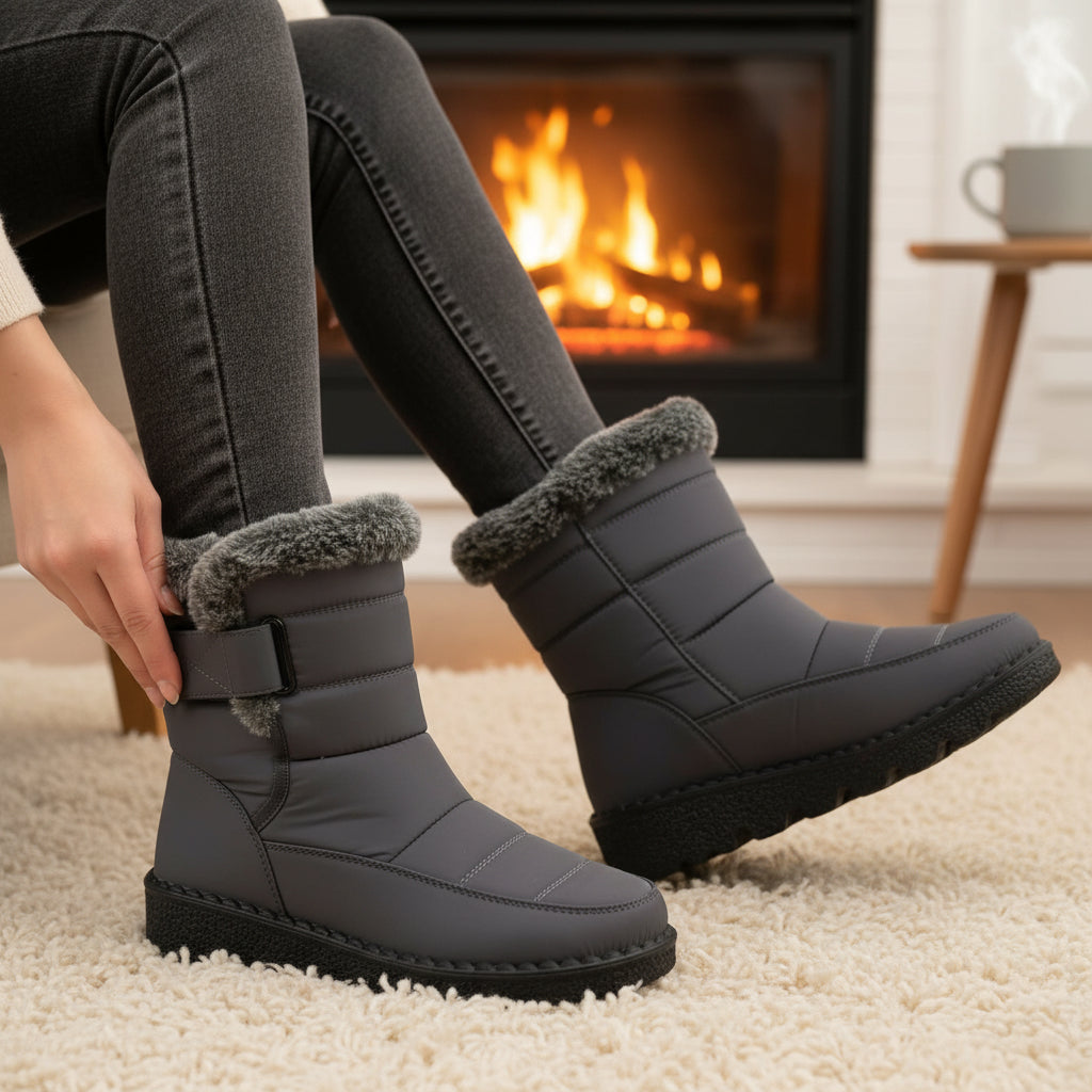 Casual Plush Lined Winter Boots - Grey