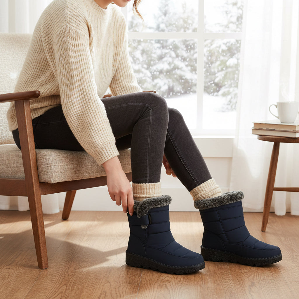 Casual Plush Lined Winter Boots – Blue